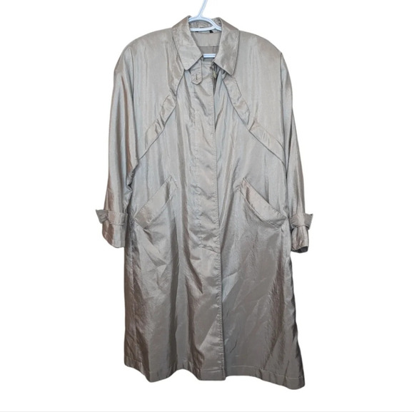 Vintage Town & Country Millennium Silver Sheen Button Front Trench Coat 9/10 - Picture 1 of 11